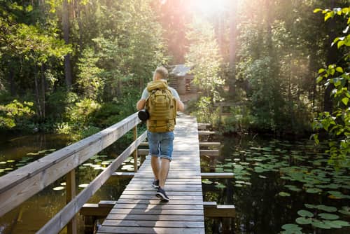 a man hiking