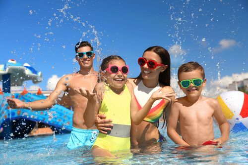 a family at a water park