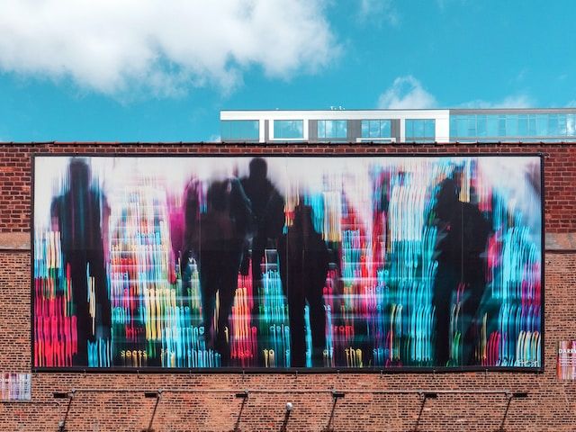 a mural on a building wall