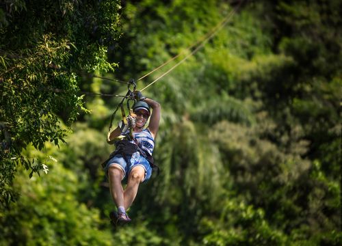 woman ziplining 
