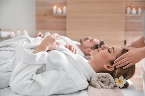 a couple at a spa