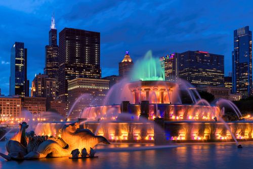 fountain at night