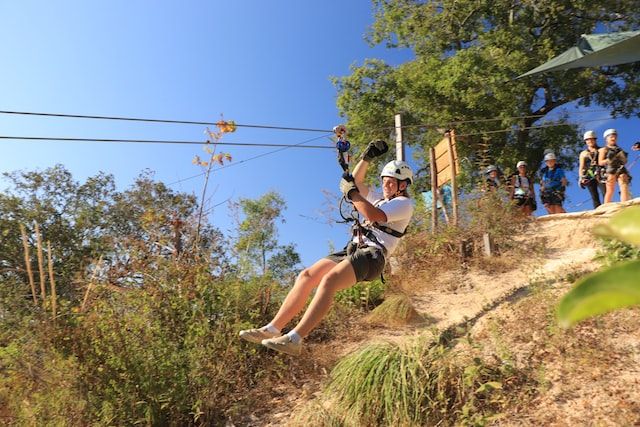 teenager ziplining