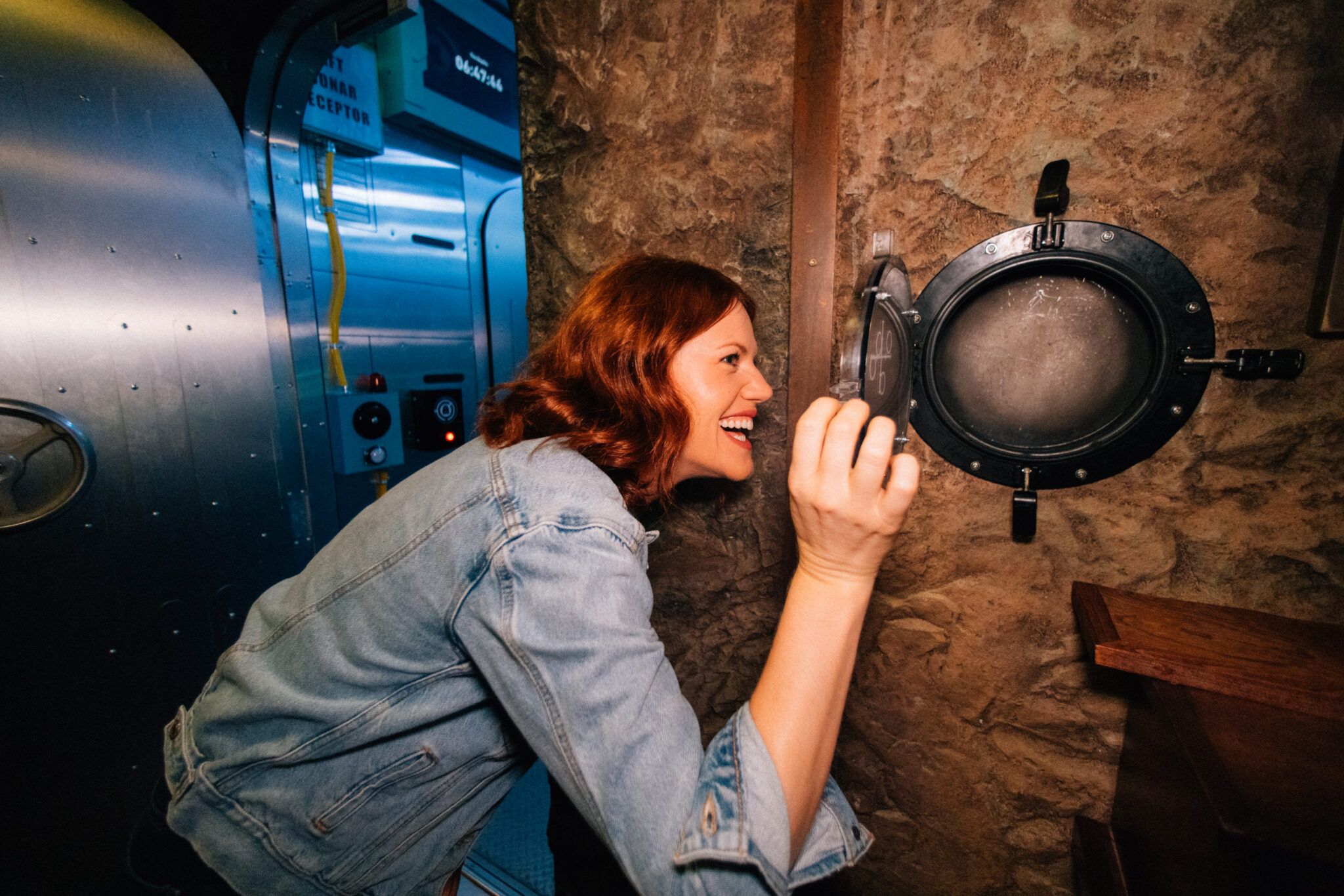 person playing the depths escape rom at the escape game