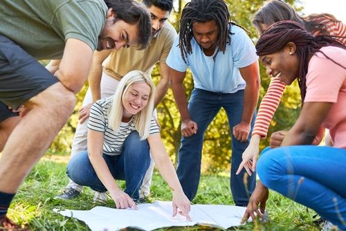 people playing a scavenger hunt