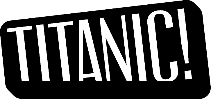 Text in bold white letters reads "TITANIC!" against a black background.