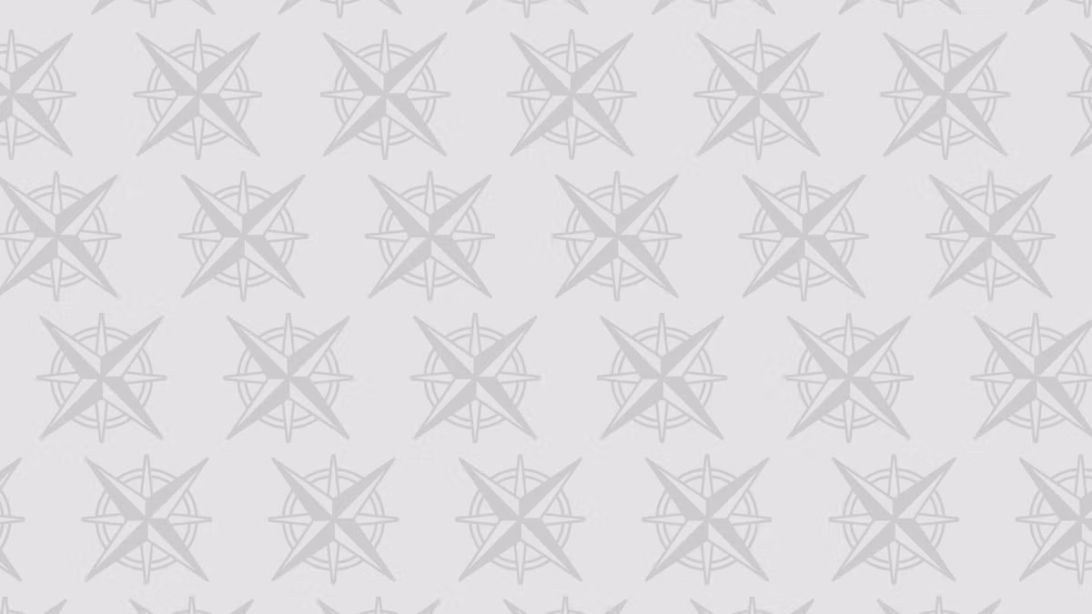 Repeating pattern of compass rose designs in light gray on a pale gray background.