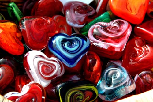 glass blown hearts