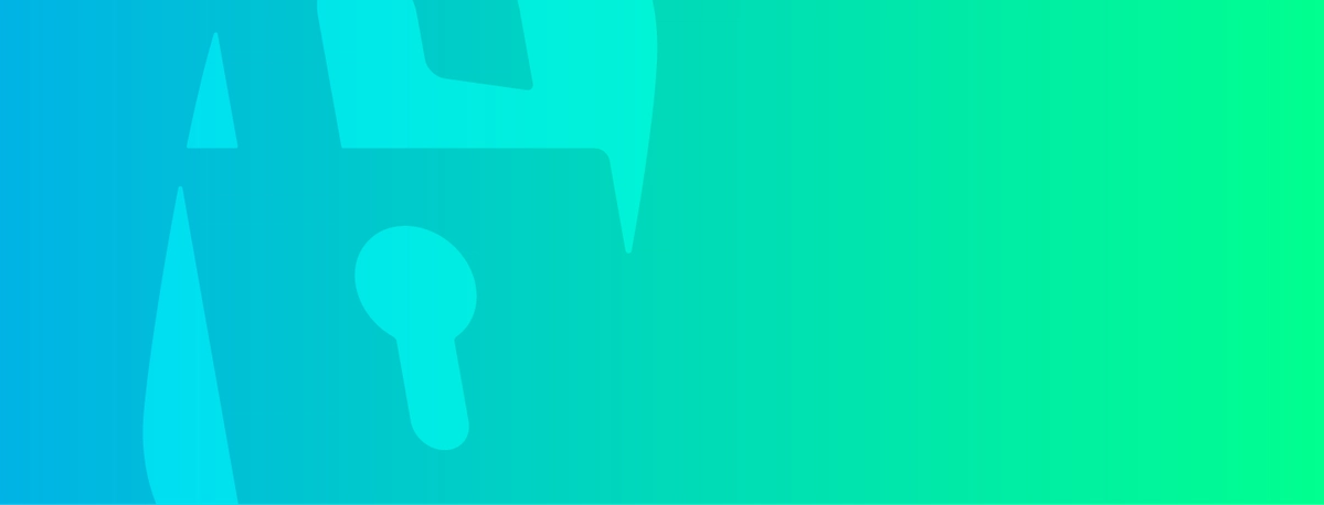 Abstract design featuring shades of blue and green with subtle shapes resembling a lock and a keyhole.