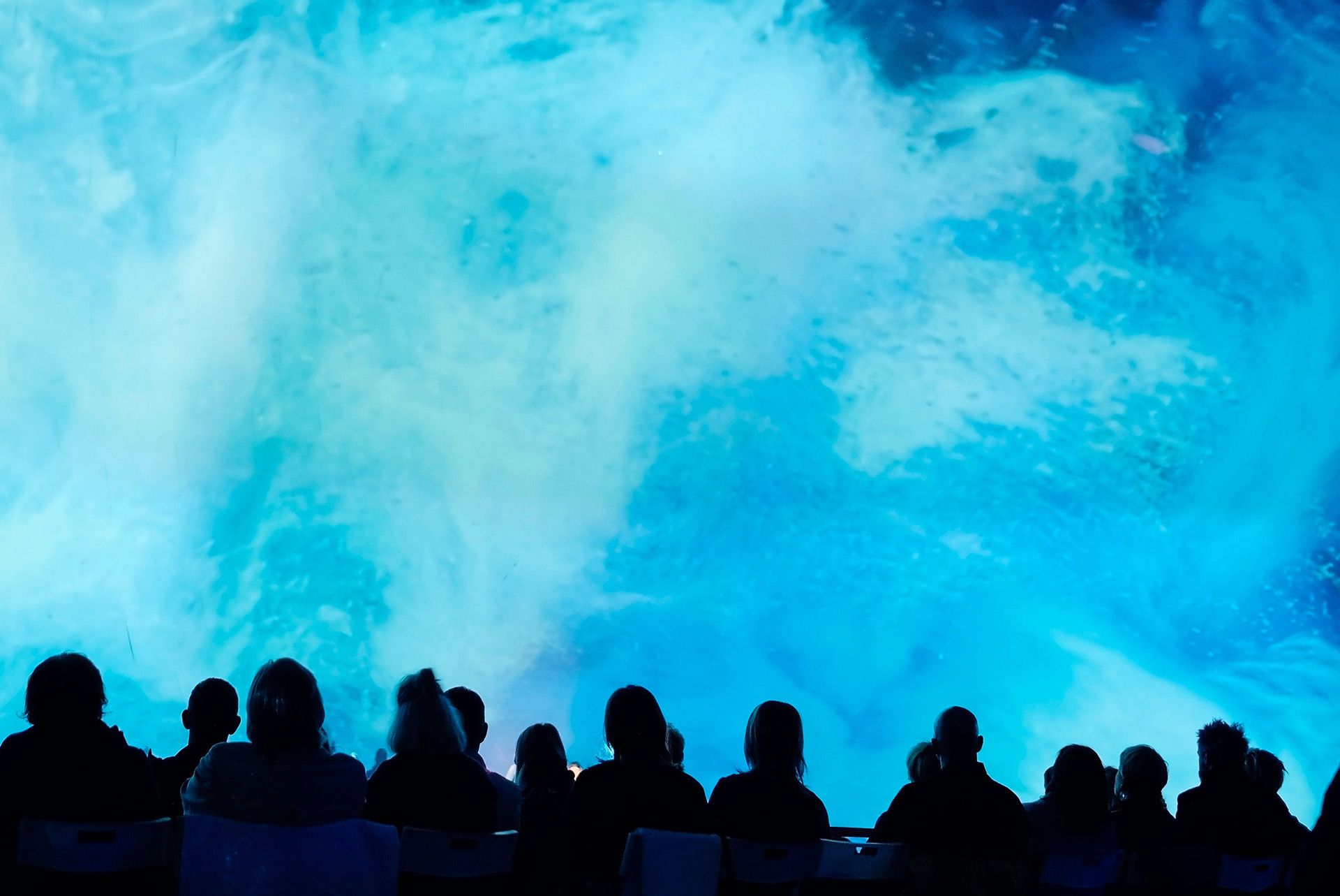 people watching a space show