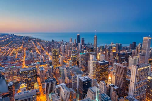 view from Skydeck at dusk