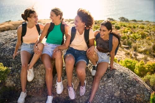 women hiking
