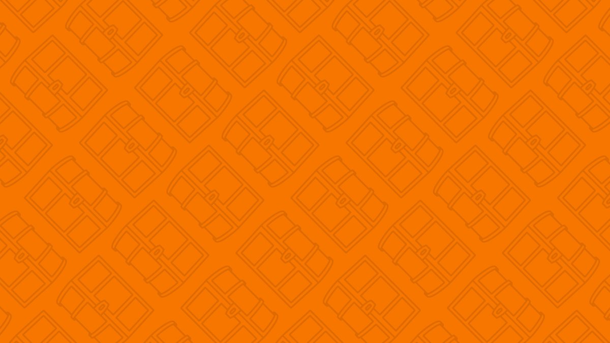Orange background with a repeated pattern of light-colored treasure chests.