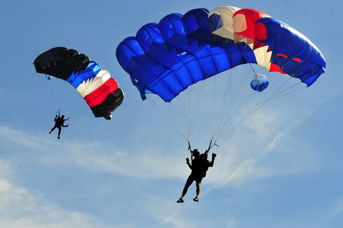 two people skydiving