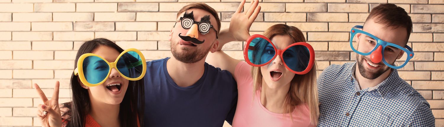 people wearing silly glasses