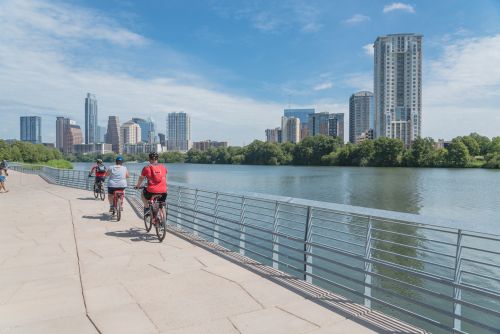 biking along lady bird lake