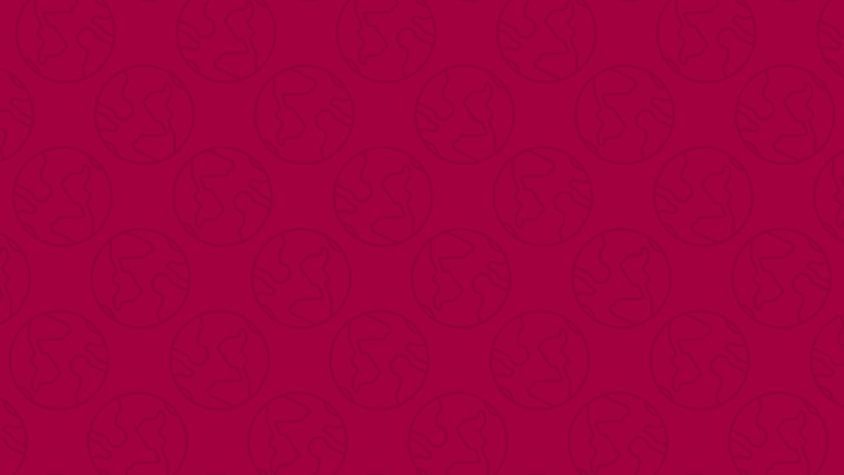 Pattern of overlapping circular outlines of Earth on a deep pink background.