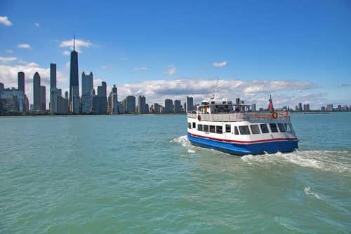 a boat on lake Michigan